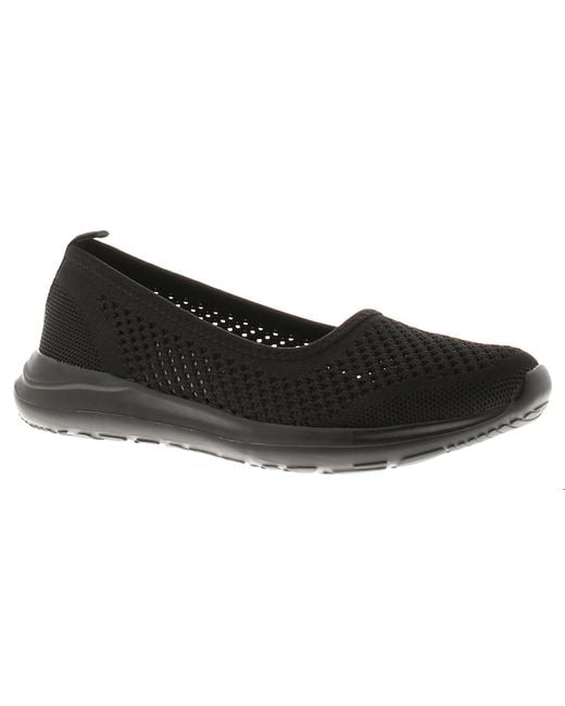Platino Black Flat Shoes Ballet Flats Pumps Skill Slip On Textile