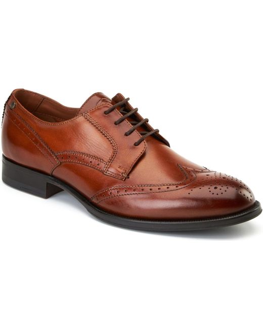 Base London Brown Bell Leather Burnt Brogues Shoes for men