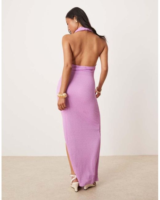 Vila Textured Cowl Neck Low Back Maxi Dress