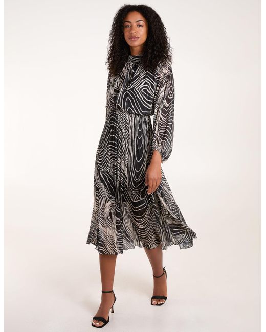 Blue Vanilla Black High Neck Pleated Dress