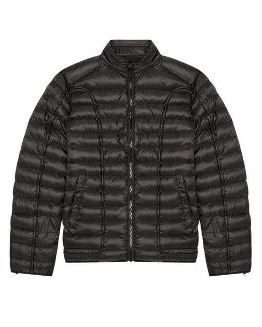 DIESEL Black Plain Padded Jacket for men