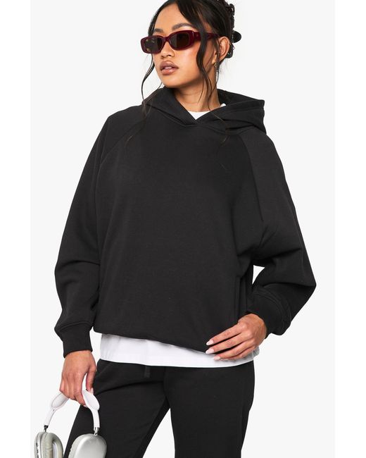 Boohoo Black Raglan Seam Oversized Hoodie