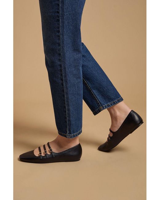 Oasis Blue Madalena Faux Leather Multi Maryjane Ballet Pumps