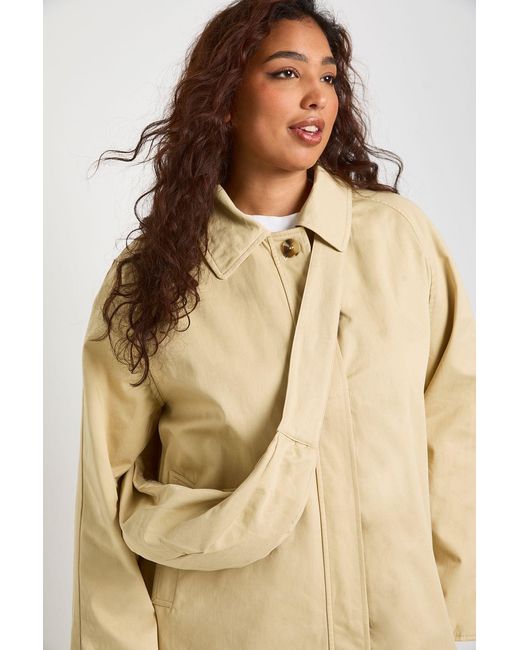 Boohoo Natural Plus Longline Trench Coat With Matching Bag