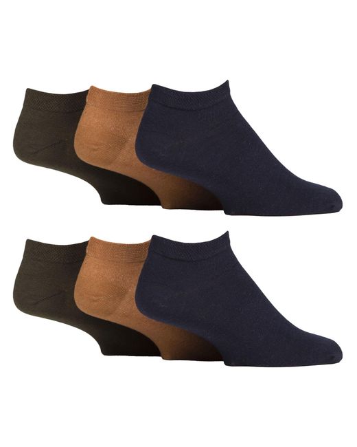 Gentle Grip Blue 6 Pack Diabetic Trainer Socks for men
