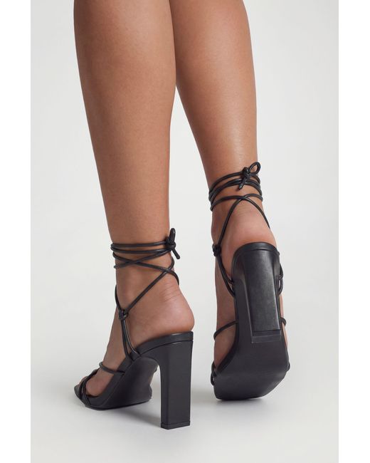 Boohoo Black Wide Fit Skinny Padded Strappy Heels