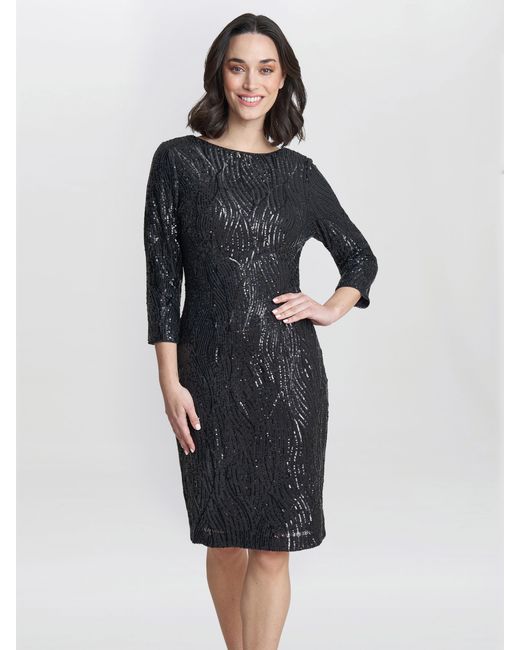 Gina Bacconi Black Angelina Sequin Shift Dress