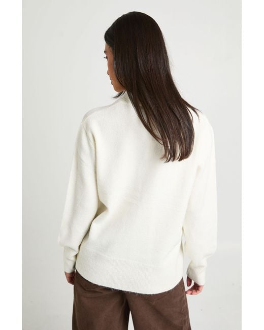 Boohoo White Soft Knit V Neck Jumper