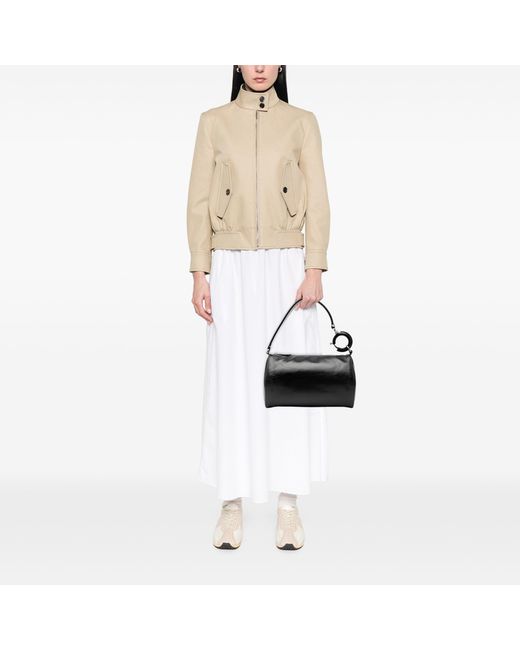 Burberry White Pre-Owned Leather Rhombi Shoulder Bag