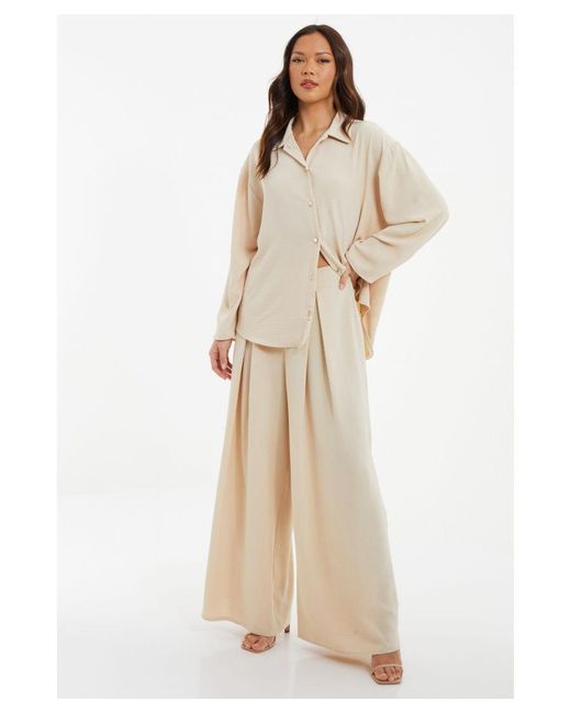 Quiz Natural Textured Palazzo Trousers