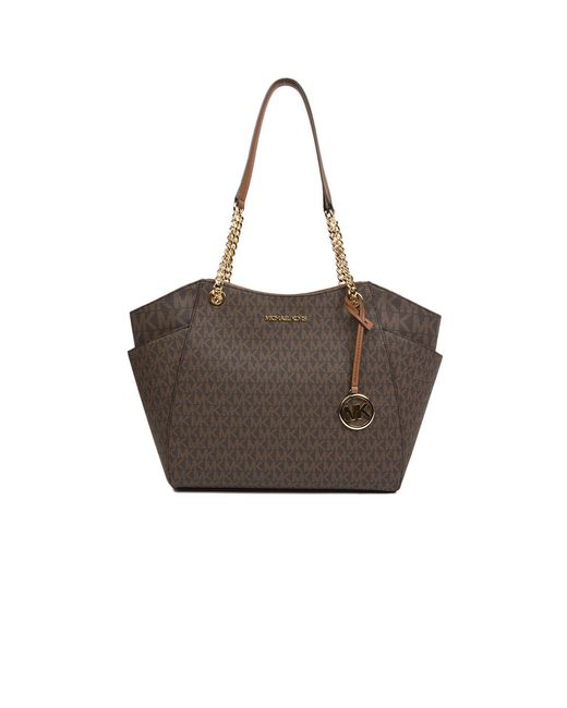 Michael Kors Brown Jet Set Travel Large Chain Shoulder Tote