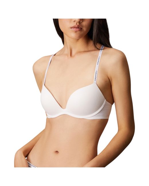 Calvin Klein Natural Bra Cotton Modal Wirefree Push Up Plunge New Underwear