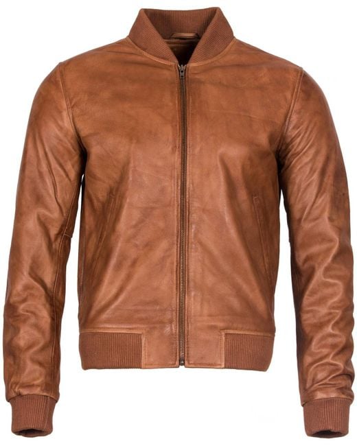 Infinity Leather Brown Varisty Bomber Jacket for men