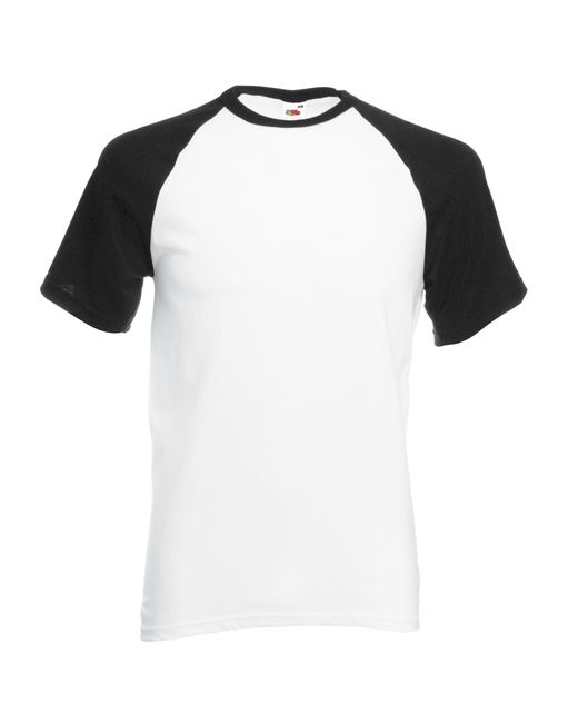 Fruit Of The Loom Black Short Sleeve Baseball T-Shirt Cotton for men