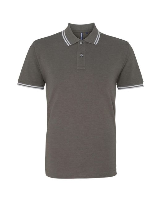 Asquith & Fox Gray Classic Fit Tipped Polo Shirt (Charcoal/ for men