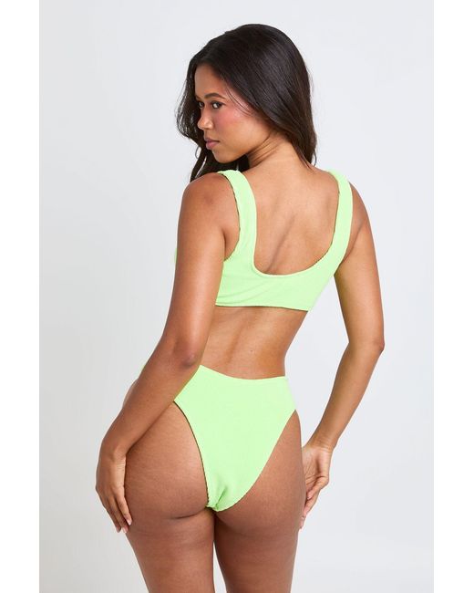 Boohoo Multicolor Textured Scoop Bikini Top