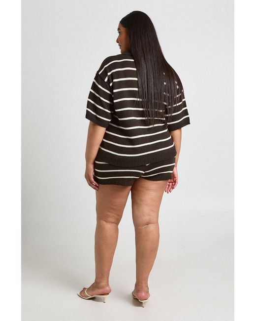 Boohoo Black Plus Knit Stripe Oversized Beach Top