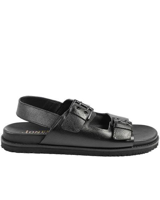 Jones Bootmaker Black Whitaker Leather Buckle Sandals for men