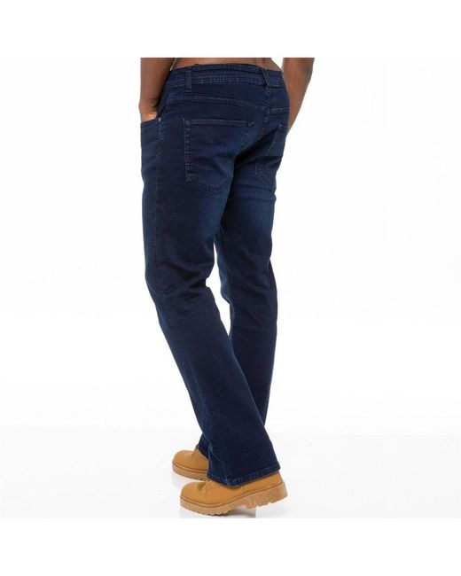 Enzo Blue Bootcut Stretch Denim Jeans for men