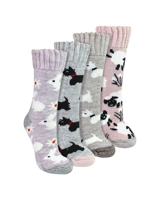Sock Snob Gray 4 Pairs Ladies Thick Warm Bed Socks