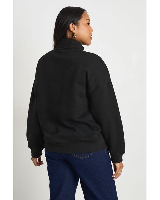 Boohoo Black Maternity Oversized Half Zip Sweatshirt