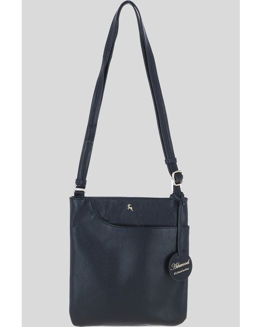 Ashwood Leather Blue 'Melodia' Real Curve Pocket Crossbody Bag