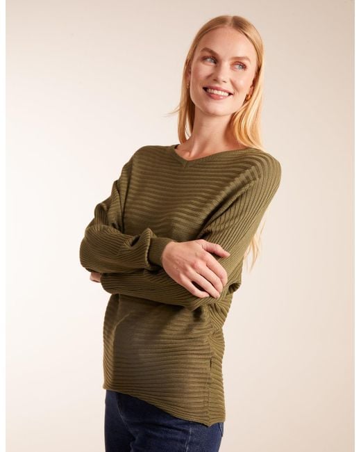 Blue Vanilla Natural Vanilla Ribbed Batwing Jumper