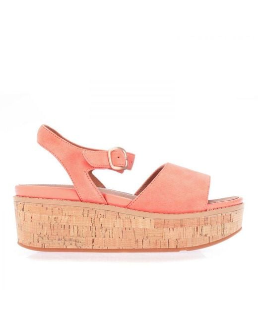 Fitflop 's Fit Flop Eloise Suede Back-strap Wedge Sandals In Coral in het Pink