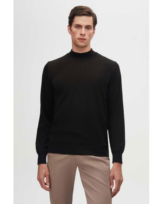 D'S Damat Ds Damat Regular Fit Baumwollmischung Halb-Rollkragen-Strickpullover in Black für Herren