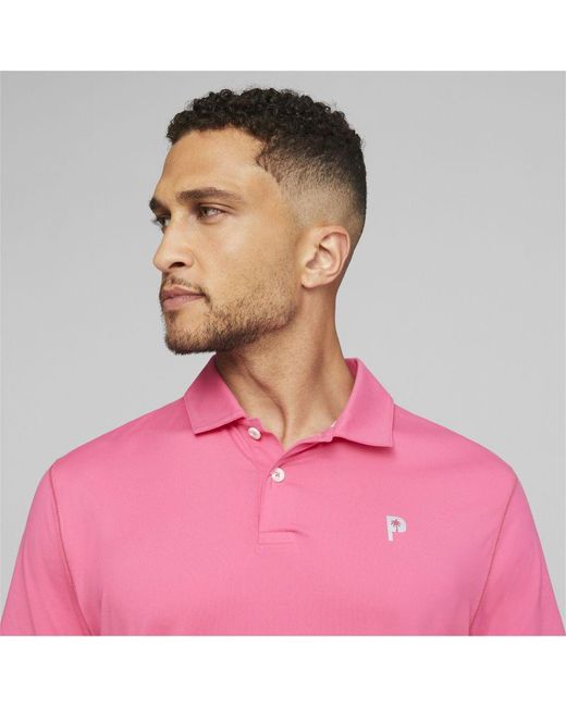 PUMA Pink X Palm Tree Crew Golf Polo Shirt for men