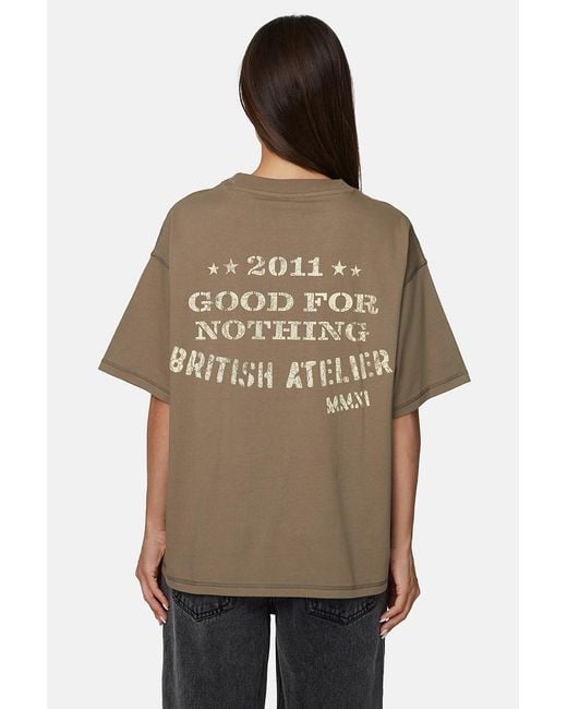 Good For Nothing Brown Oversized Graphic Tee
