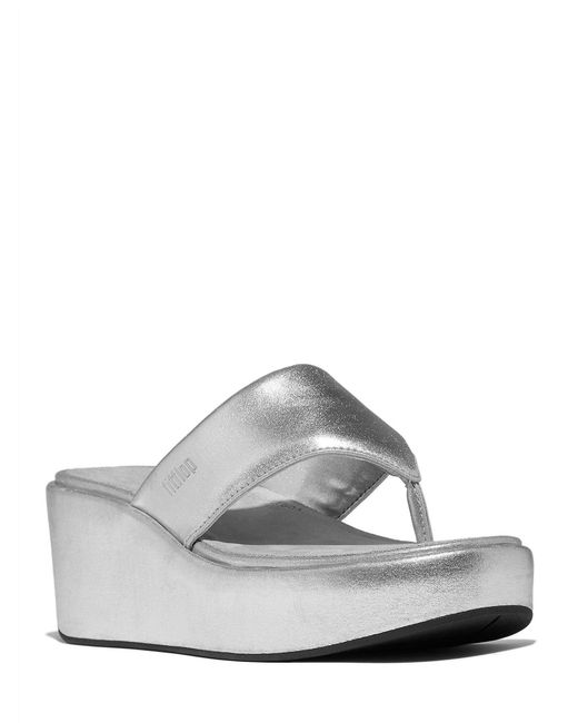 Fitflop Platfform Wedge Zilveren Sandalen in het White
