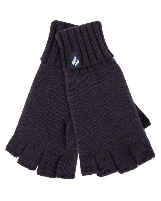 Heat Holders Blue Ladies Solid Knitted Fingerless Gloves