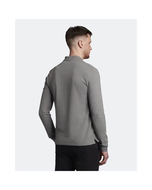 Lyle & Scott Gray Long Sleeve Collared Polo Shirt for men