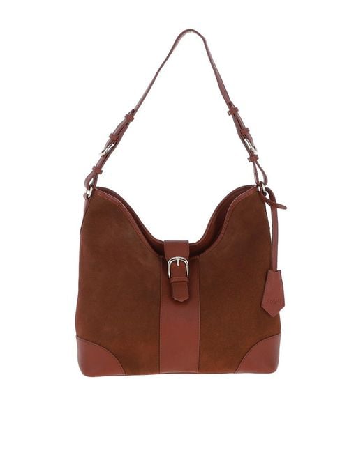 Ashwood Leather Brown 'Tesoro Toscano' Top Zip Soft Suede Shoulder Bag