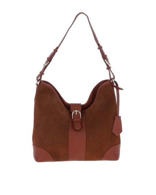 Ashwood Leather Brown 'Tesoro Toscano' Top Zip Soft Suede Shoulder Bag