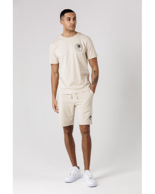 Tokyo Laundry Natural Athletics Club Logo T-Shirt And Jogger Short Set for men