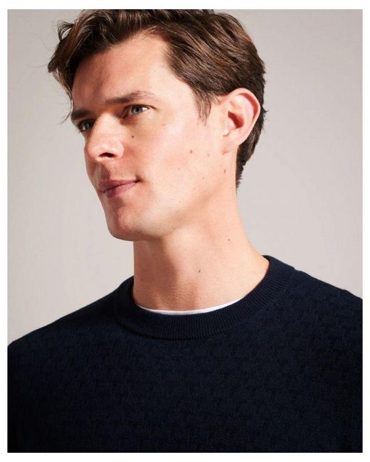 Ted Baker Blue Loung Long Sleeve T Knit Jumper , Size: L for men