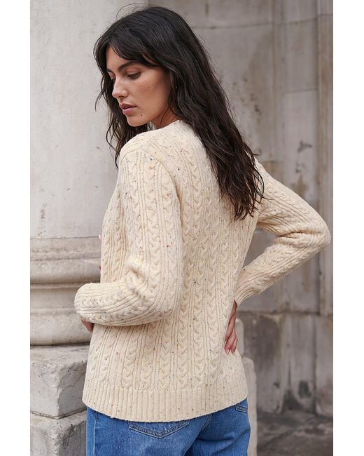 Roman Natural Speckled Heart Cardigan