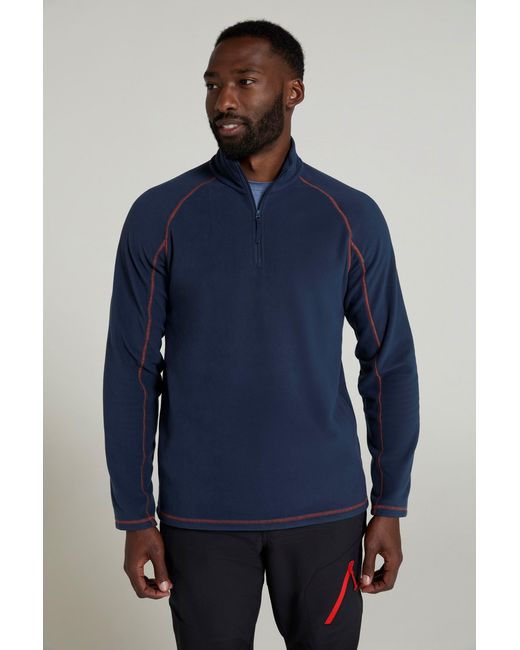 Mountain Warehouse Blue 'Ashbourne' Fleece Jacket Half Zip Mid Layer Sweater for men