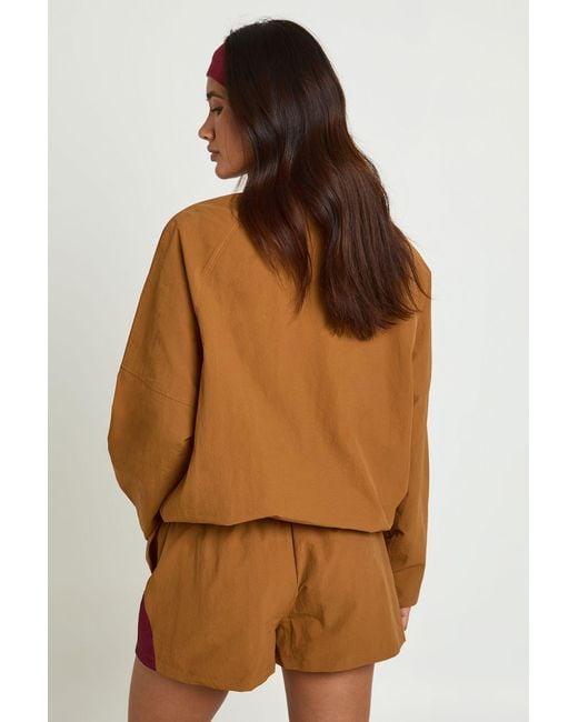 Boohoo Brown Over Head Panelled Track Jacket