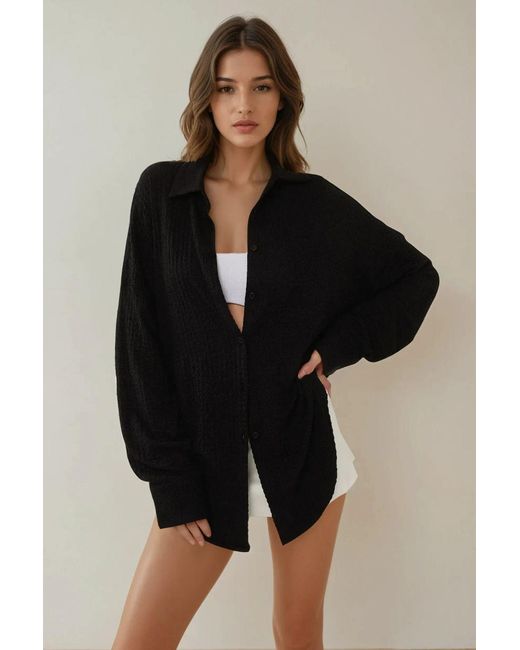 Hiccup Black Oversized Button-Up Shirt