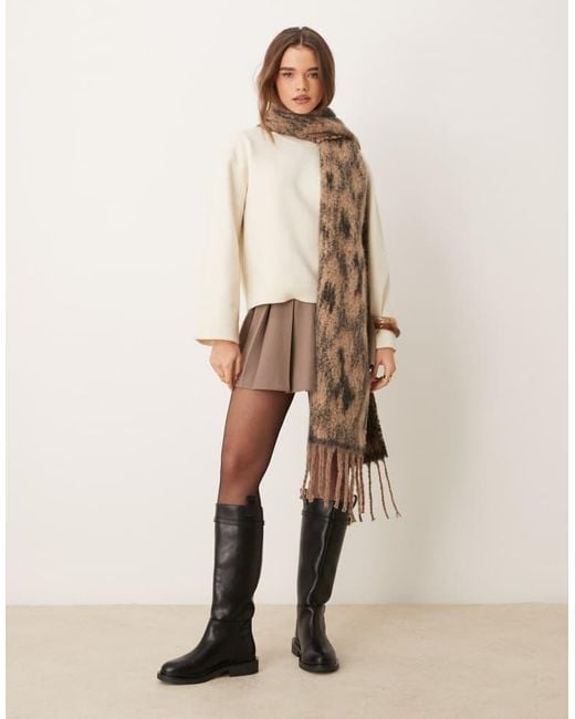 Gina Tricot Natural Crew Neck Knitted Sweater With Wide Sleeves