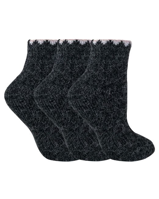 Sock Snob Black 3 Pairs Ladies Short Alpaca Wool Moisture Wicking Socks