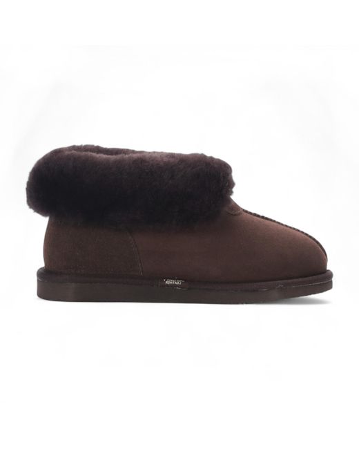 Infinity Leather Brown Sheepskin Suede Ankle Slip-On Bootie Winter