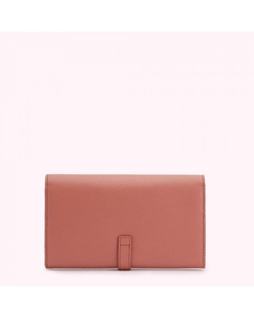 Lulu Guinness Pink Agate Textured Leather Rudy Clutch Bag