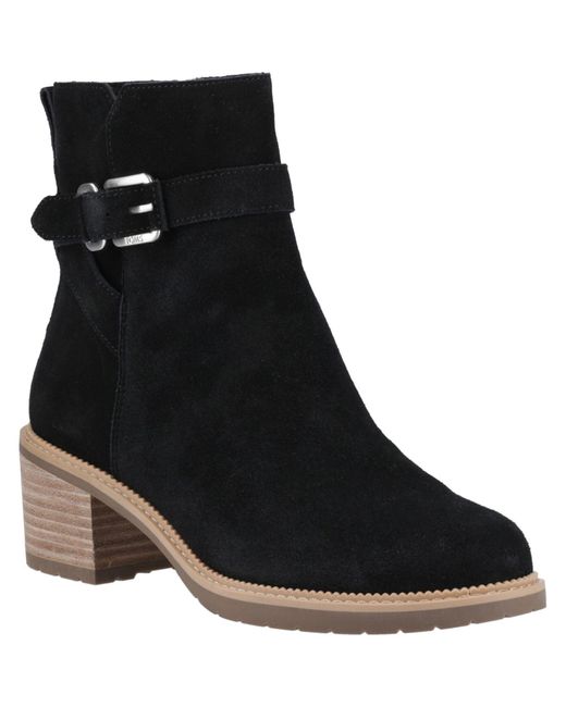 TOMS Black Hailey Buckle Leather Heeled Ankle Boots