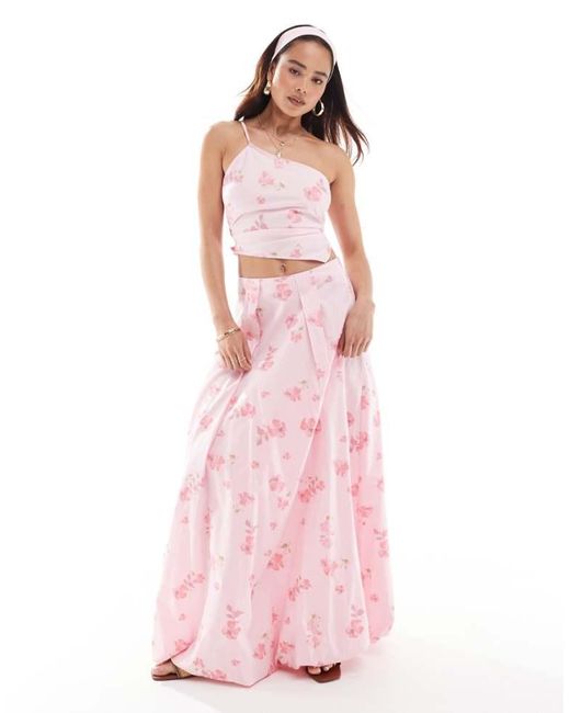 ASOS Pink One Shoulder Asymmetric Co-Ord Top