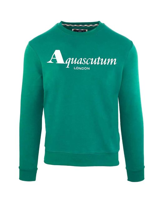 Aquascutum Green Bold London Logo Sweatshirt Cotton for men