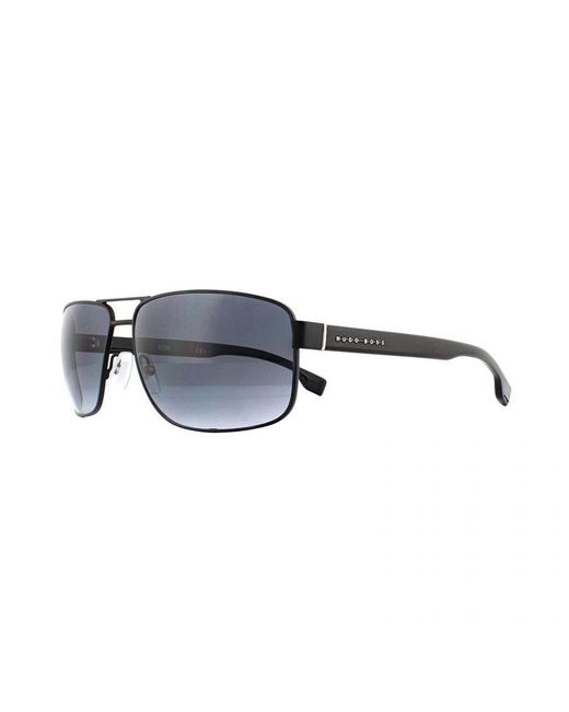 Boss Blue Rectangle Matte Dark Gradient Sunglasses Metal for men